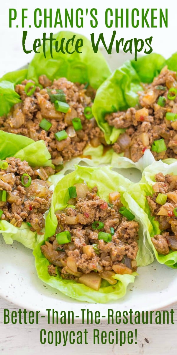 P.F. Chang's Chicken Lettuce Wraps {Copycat Recipe} — Skip the restaurant version and make lettuce wraps at home in 20 minutes!! EASY, healthier because you're controlling the ingredients, and they TASTE WAY BETTER!!