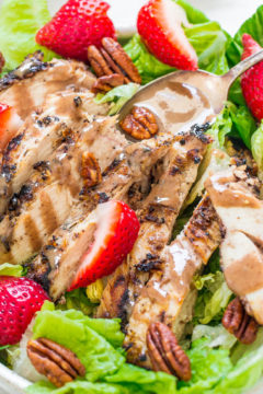 Strawberry Pecan Grilled Chicken Salad with Pecan Butter Vinaigrette