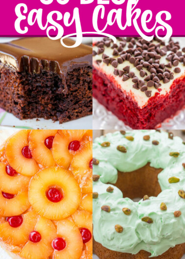 Collage of 35 best and easy cakes showcasing a variety of flavors and decorations.