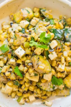 Creamy Mexican Grilled Corn and Zucchini Salad