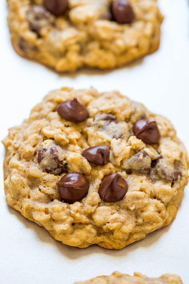 homemade oatmeal cookies with chocolate chips