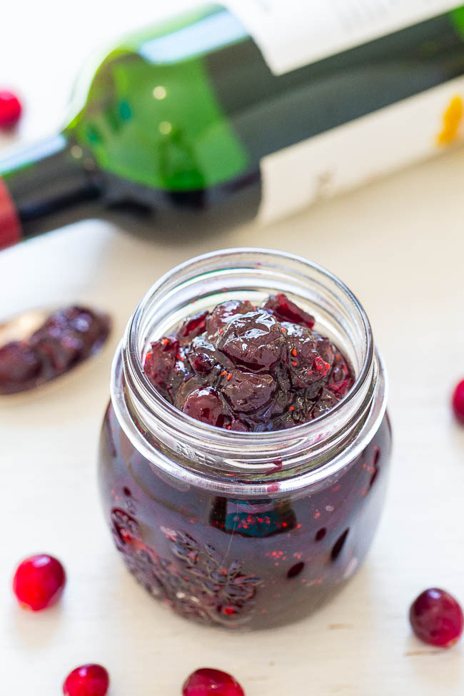 Cabernet Cranberry and Currant Sauce - Make your own EASY homemade cranberry sauce in 30 minutes!! It'll be the star side dish of your holiday meal! Cranberries are so much BETTER with wine!!