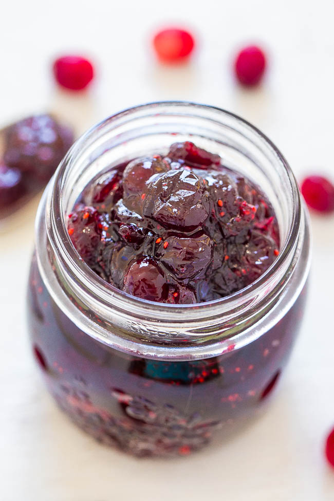 Cabernet Cranberry and Currant Sauce — Make your own EASY homemade cranberry sauce in 30 minutes!! This unique cranberry sauce recipe will be the star side dish of your holiday meal! Cranberries are so much BETTER with wine!!