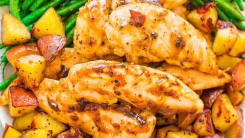 One-Skillet Honey Dijon Chicken with Potatoes and Green Beans One-Skillet Honey Dijon Chicken with Potatoes and Green Beans
