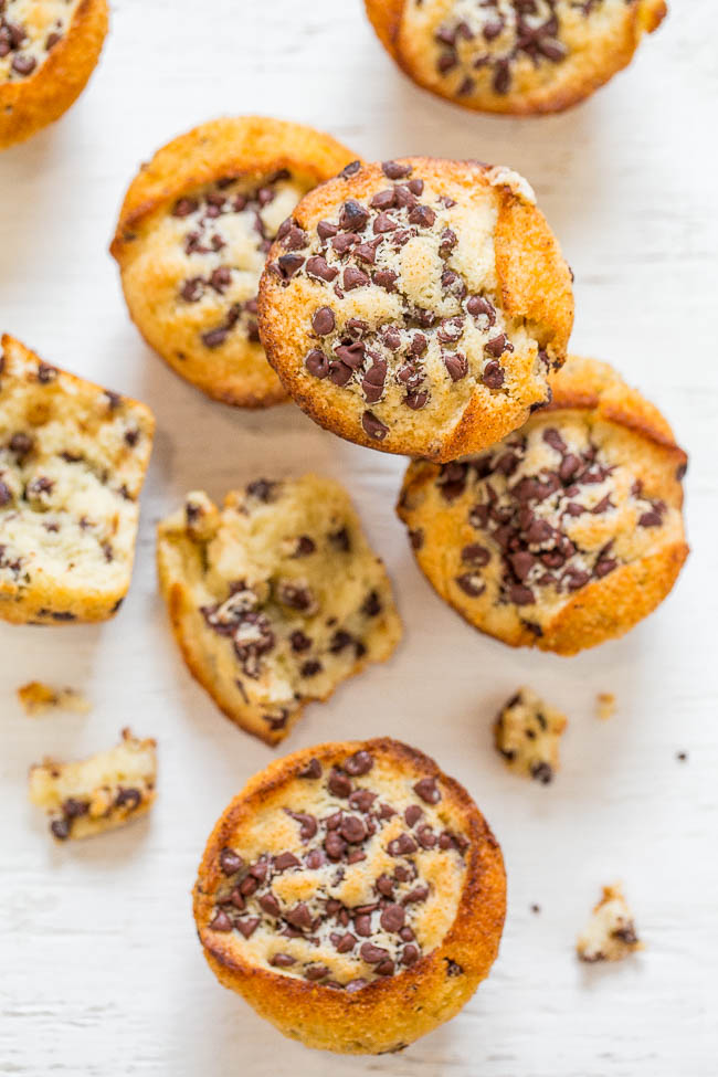 Skinny Vegan Chocolate Chip Muffins - Fast, EASY, one bowl, no mixer muffins that are on the SKINNIER side!! Loaded with CHOCOLATE in every bite! Soft, fluffy, and deliciously decadent tasting!!