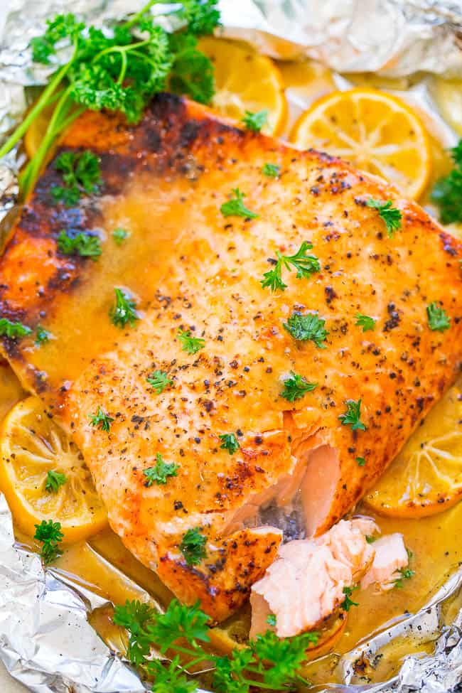 Honey Dijon Salmon - EASY, ready in 20 minutes, juicy, tender, and so FLAVORFUL from the honey, Dijon, and lemon juice!! If you're trying to incorporate more fish in your diet, this is THE RECIPE to make!!