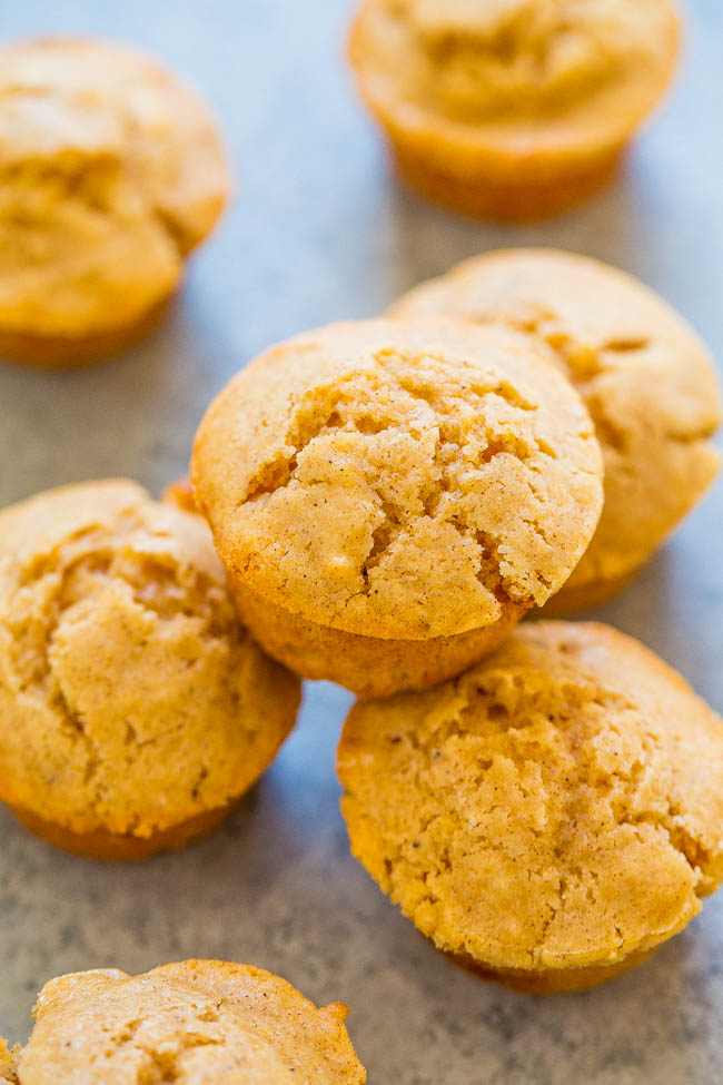 Vanilla Bean Mini Muffins - Fast, EASY, lower sugar, wholesome muffins that are bursting with vanilla bean flavor!! Perfect for breakfast, snacks, and lunch boxes! Mini food always tastes BETTER!!