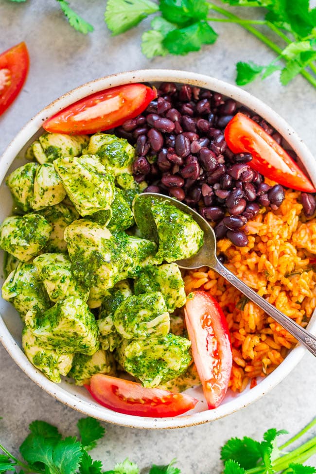 20-Minute Cilantro Chicken, Rice, and Beans