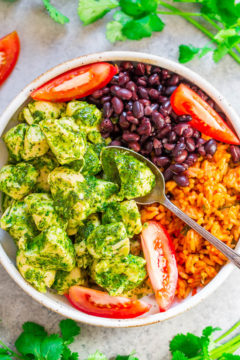 20-Minute Cilantro Chicken with Rice and Beans