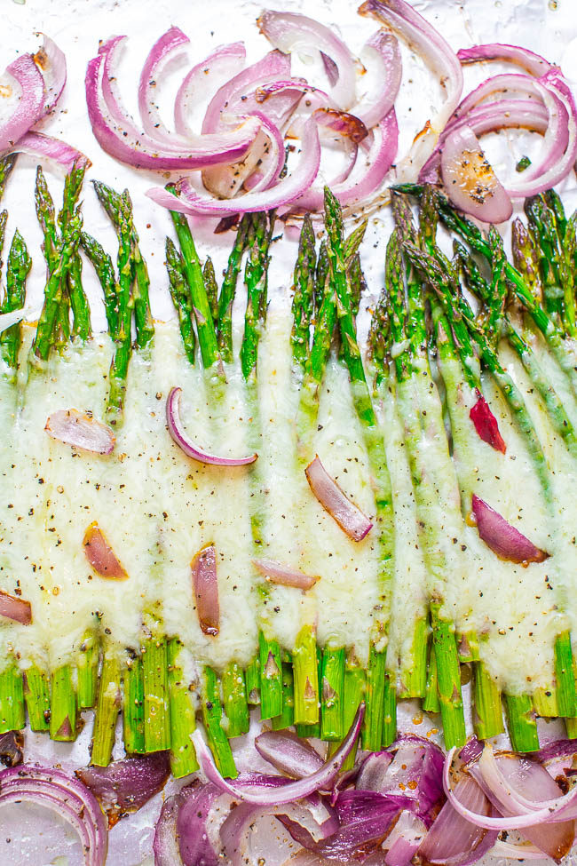 Cheesy Roasted Asparagus –