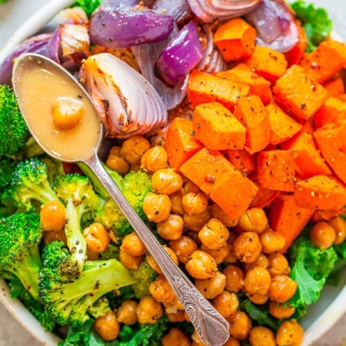 Chickpea and Sweet Potato Bowls (Healthy!) - Averie Cooks