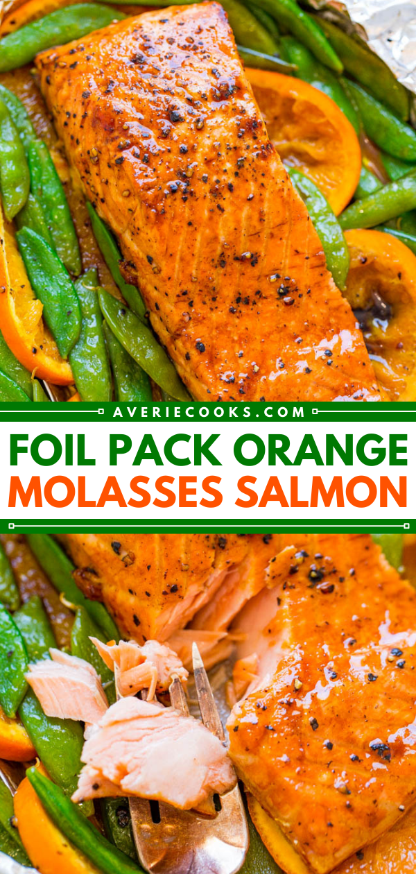 Foil Pack Orange Molasses Salmon - EASY, ready in 10 minutes, and a FOOLPROOF way to make grilled salmon!! Tender, juicy, and bursting with layers of FABULOUS flavors!!