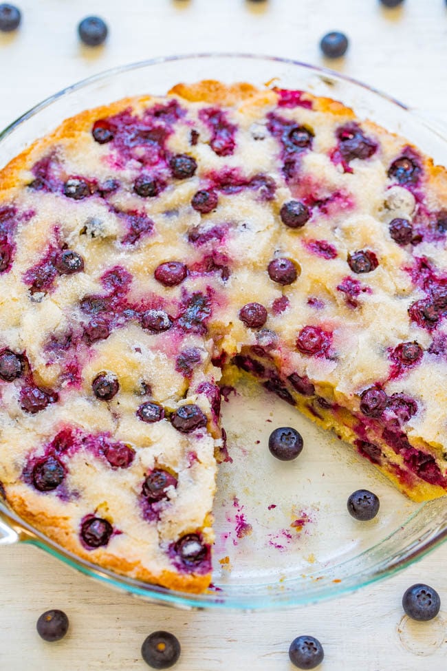 Easy Blueberry Pie – a FAST, crustless, no-mixer dessert