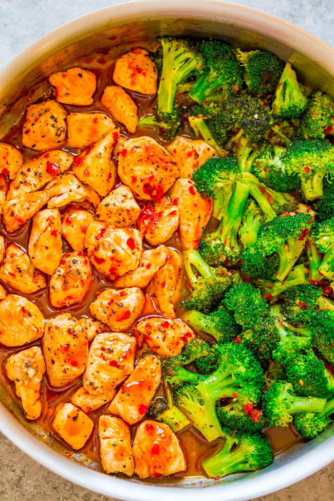 15-Minute Orange Chili Chicken and Broccoli - The orange chili sauce is spicy, tangy, and sweet all in one!! The PERFECT sauce to jazz up chicken and broccoli! A FAST and EASY dinner with great Asian FLAVOR!!