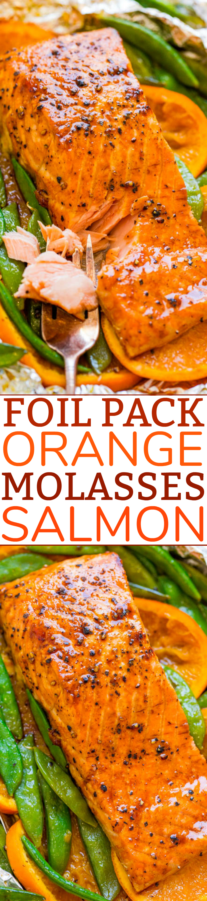 Foil Pack Orange Molasses Salmon - EASY, ready in 10 minutes, and a FOOLPROOF way to make grilled salmon!! Tender, juicy, and bursting with layers of FABULOUS flavors!!