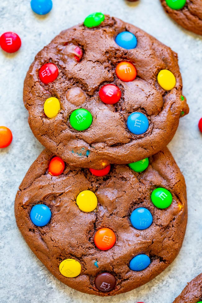 cookies made with cake mix and M&M's