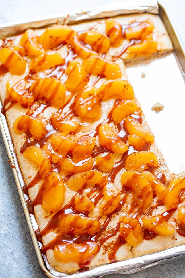 Caramel Apple Sheet Pan Pancakes