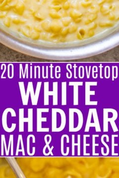 20-Minute Stovetop White Cheddar Mac and Cheese Pinterest image. 