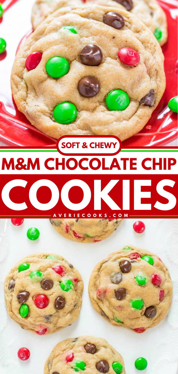 Soft and Chewy Chocolate Chip M&M's Cookies — If you're looking for a new M&M's cookie recipe, this is THE ONE! Soft, buttery, and irresistible M&M's Christmas cookies! 
