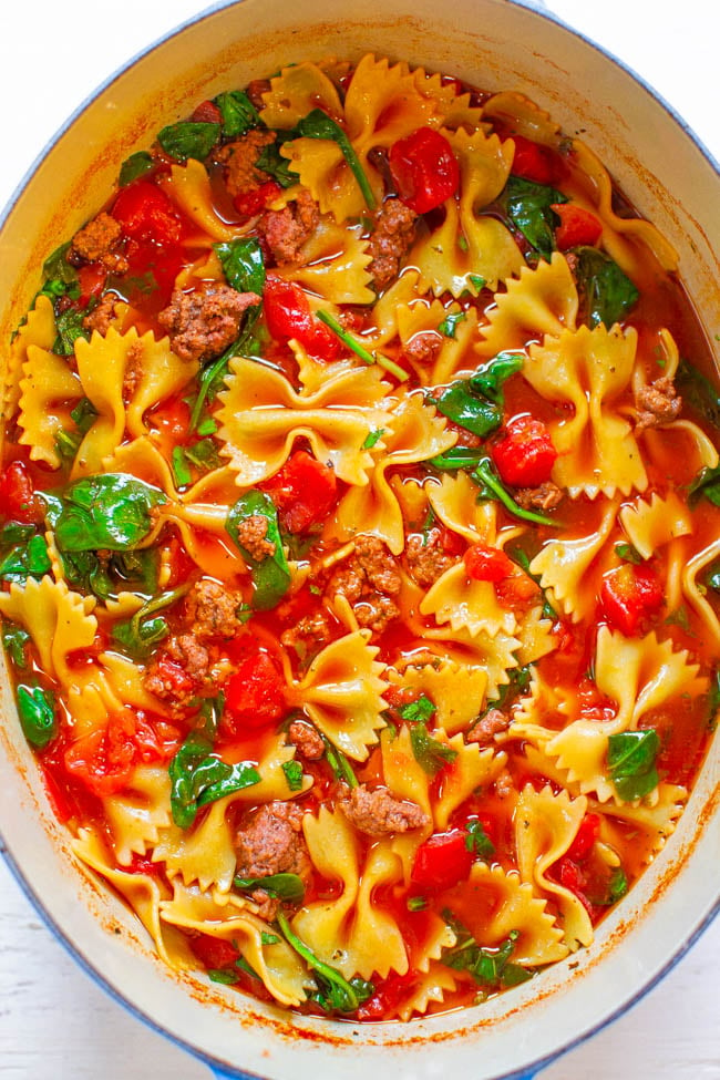 One-Pot Pasta and Ground Beef Soup
