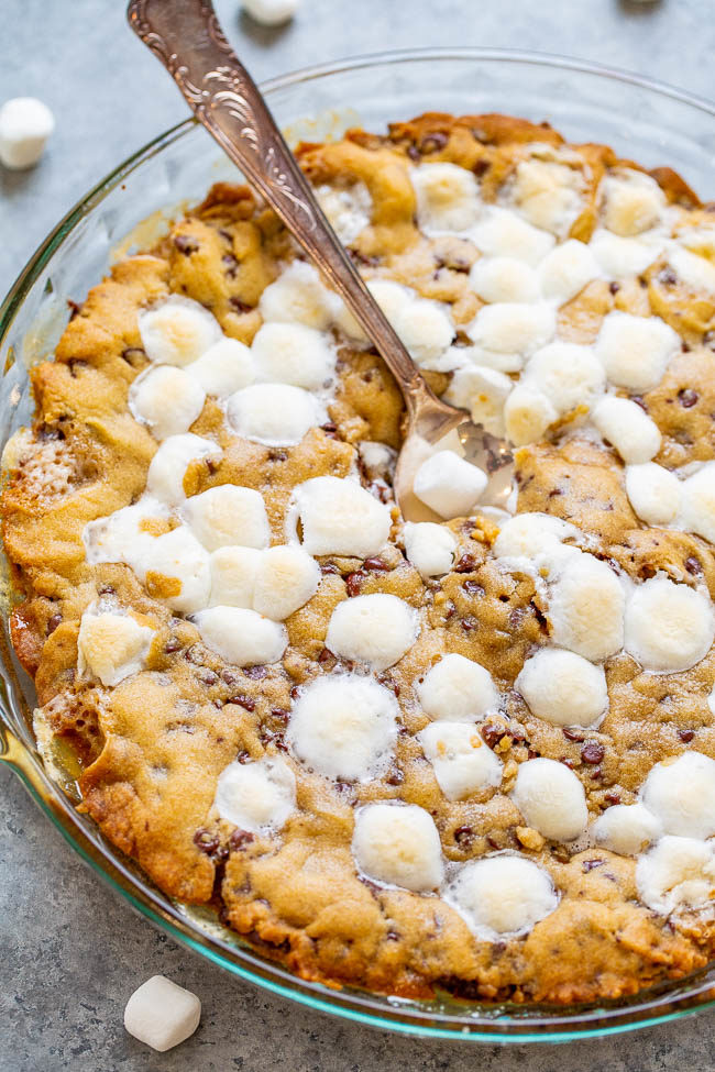 Gooey Chocolate Chip and Marshmallow Cookie Pie