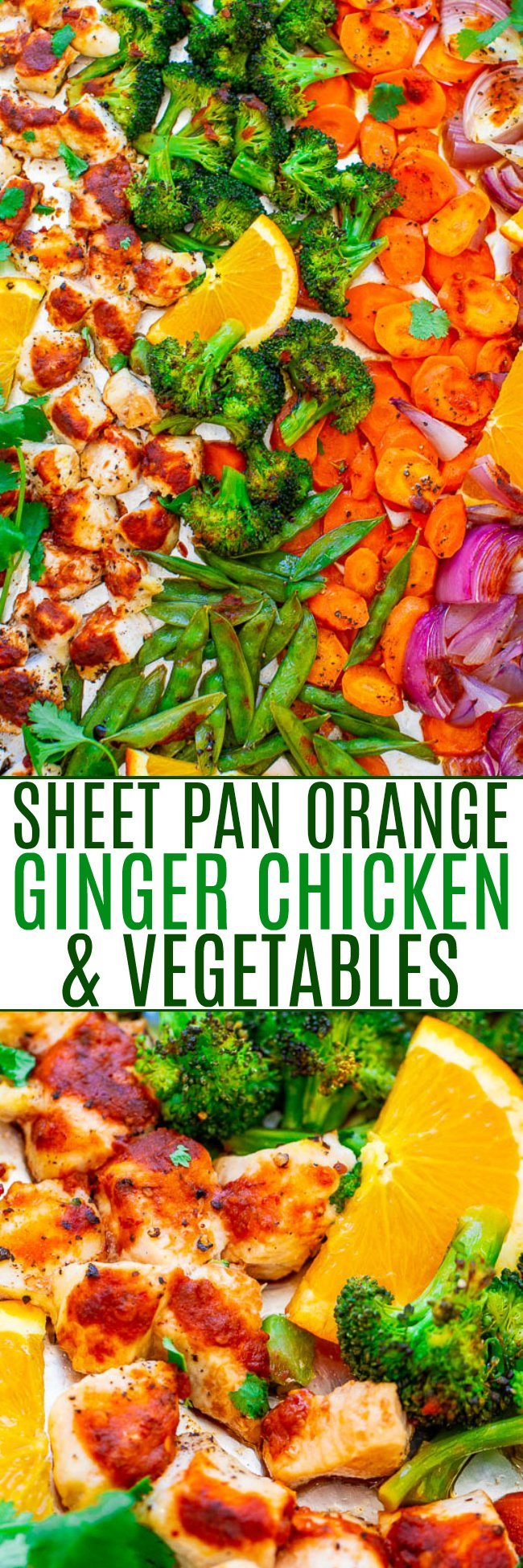 Sheet Pan Orange Ginger Chicken and Vegetables - Fast, EASY, HEALTHY, and loaded with great orange ginger flavor!! A DELISH one-pan meal with zero cleanup that’s perfect for busy weeknights!!