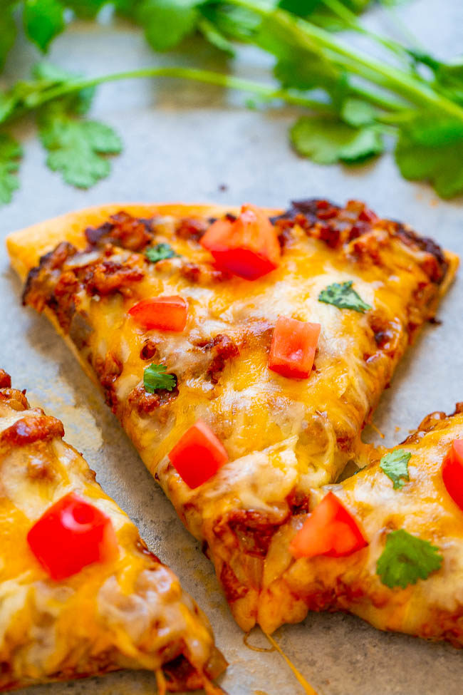 Mexican Taco Pizza sliced