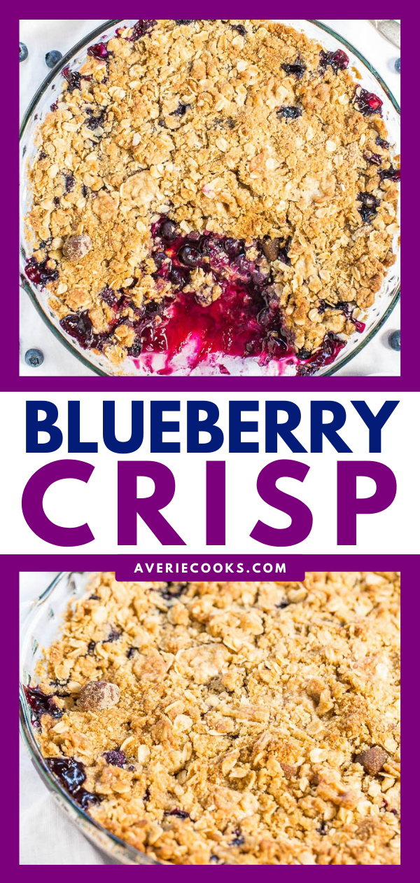 Blueberry Crisp — This easy blueberry crisp is topped with a crunchy oat topping that's impossible to resist! This fruit crisp is delicious as is, but you could also serve it with a dollop of whipped cream or a scoop of ice cream.