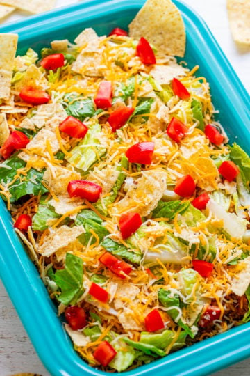 Easy Layered Taco Salad (with Ground Beef!) - Averie Cooks