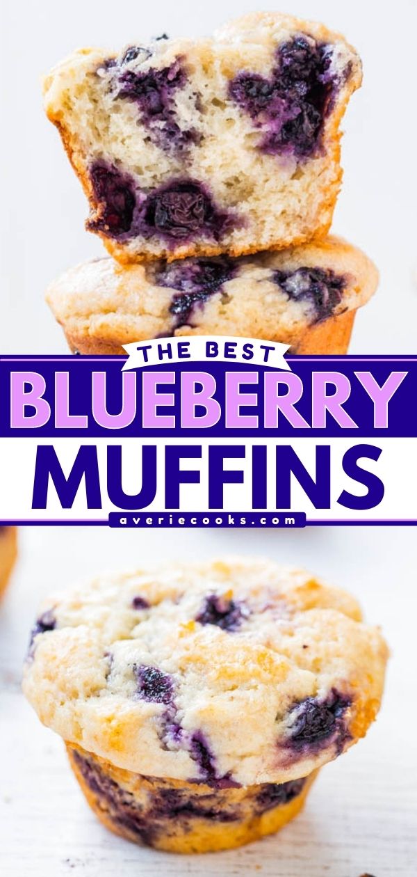The BEST Blueberry Muffins — These are hands down the best homemade blueberry muffins EVER. They're fluffy and moist thanks to the addition of sour cream in the batter. Not to mention they're bursting with fresh blueberry flavor. These are bound to be your new favorite muffins!