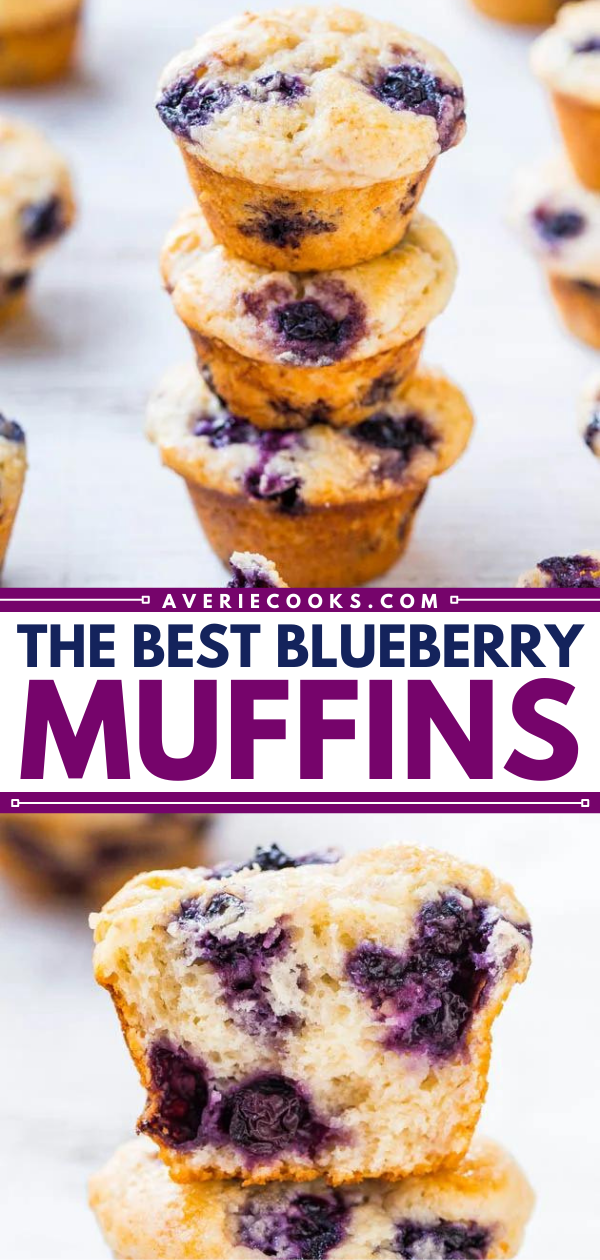 The BEST Blueberry Muffins — These are hands down the best homemade blueberry muffins EVER. They're fluffy and moist thanks to the addition of sour cream in the batter. Not to mention they're bursting with fresh blueberry flavor. These are bound to be your new favorite muffins!