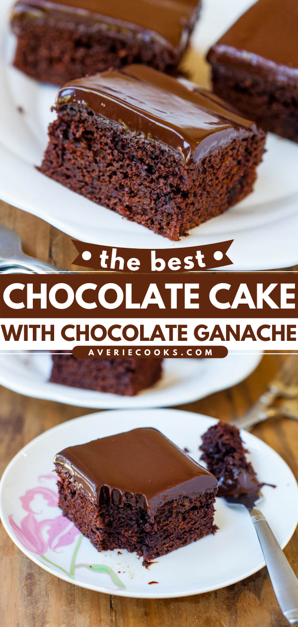 The Best Homemade Chocolate Ganache Cake — This truly is the best homemade chocolate cake EVER. It's topped with a smooth chocolate ganache frosting, and it requires just 10 minutes of hands on prep!