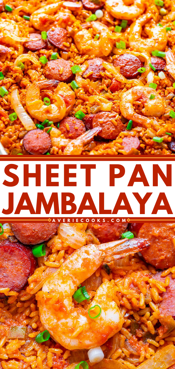 Easy Jambalaya with Sausage and Shrimp — The EASIEST and BEST recipe for jambalaya you'll ever taste that's ready in 20 minutes!! Juicy sausage and shrimp with tender rice and the PERFECT amount of kick will keep you going back for more!!