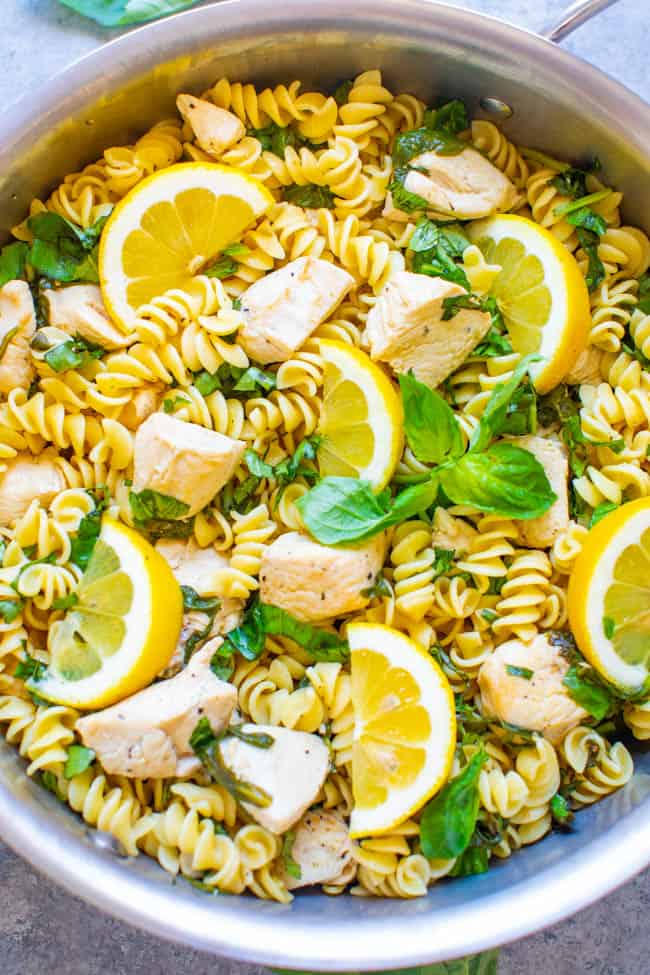 Lemon Pepper Basil Chicken and Pasta - EASY and ready in 15 minutes with comforting pasta, juicy chicken, and there is so much ZESTY flavor from the lemon, basil, and spinach!! A family favorite that's perfect for busy weeknights!! 