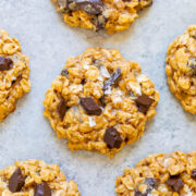 Salted Oatmeal Chocolate Chunk Cookies - Soft, chewy, loaded with chocolate, and the flaky sea salt adds the PERFECT touch!! If you're an oatmeal cookie fan, these will become your new FAVORITES and they're so EASY to make!!