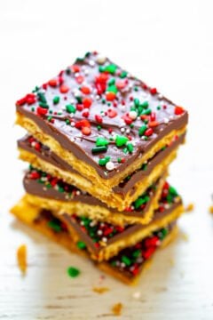 A stack of Christmas crack pieces.