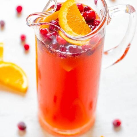 Sparkling Christmas Punch - Put some SPARKLE in your holidays with this EASY and FESTIVE punch that everyone loves!! Can be made in strengths ranging from non-alcoholic to knock-you-for-a-punch!! 