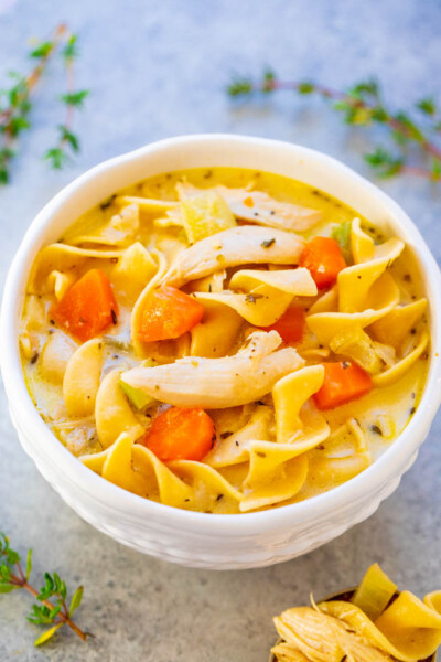 30-Minute Creamy Chicken Noodle Soup - Averie Cooks