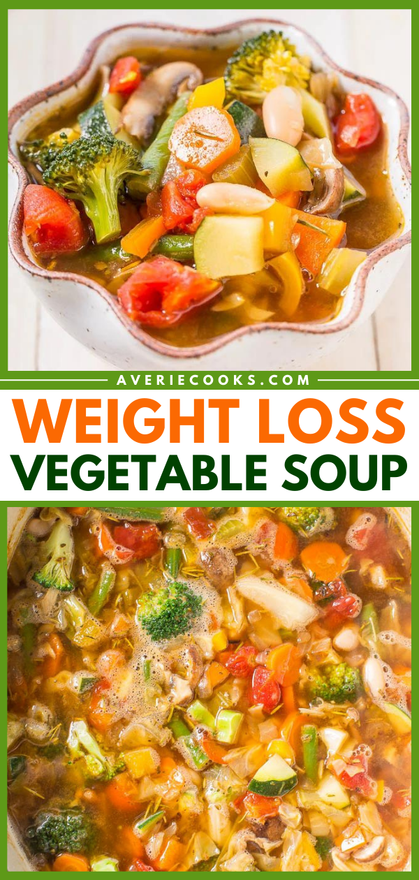 Weight Loss Vegetable Soup — Trying to shed some pounds or get healthier? Try this easy, flavorful soup that's ready in 30 minutes and loaded with veggies!! Very filling and hearty! Zero WW Smart Points!!