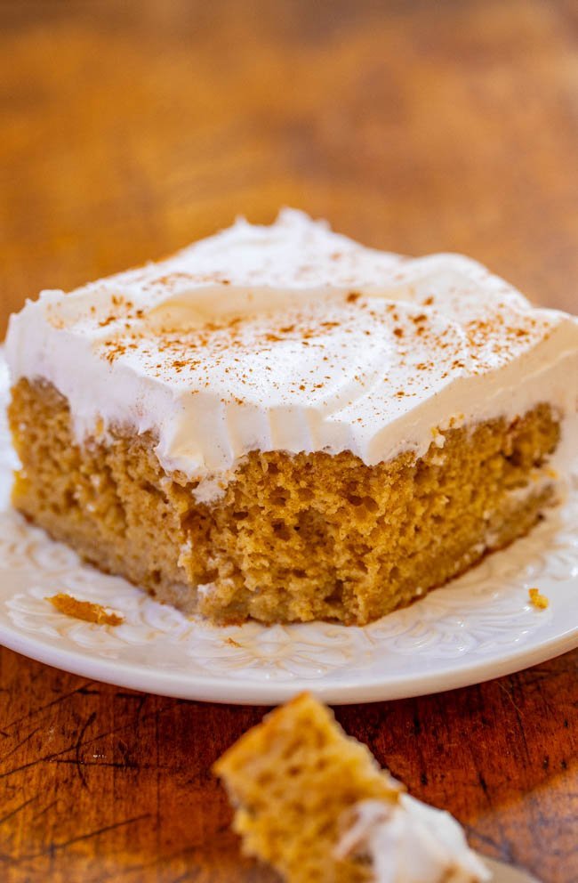 Snickerdoodle Poke Cake - If you like snickerdoodle cookies, you'll love the flavor of this snickerdoodle cake with the PERFECT amount of cinnamon!! Fast, so EASY, moist, and a great MAKE-AHEAD cake for parties!!