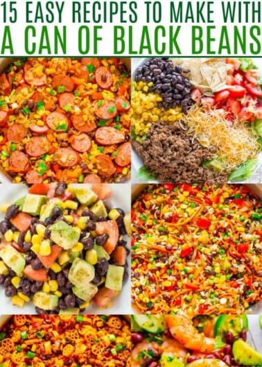 15 Easy Recipes To Make With A Can Of Black Beans - When you open your pantry and see a can of black beans, try any of these EASY recipes that are all UNDER 30-MINUTES to make!! There are chicken, beef, shrimp, sausage, vegetarian, and vegan recipes! Something for everyone and guaranteed DELICIOUS!!