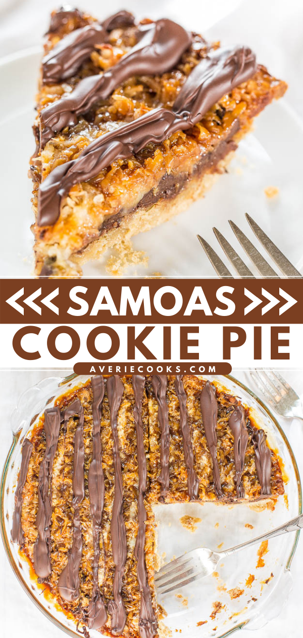 Samoa Pie — This Samoa pie tastes even better than the Girl Scout cookies you grew up eating! It's layered with caramel sauce, chocolate, and shredded coconut. YUM!