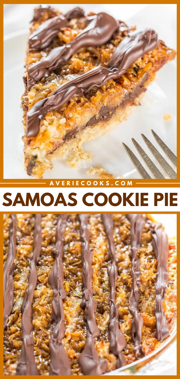 Samoa Pie — This Samoa pie tastes even better than the Girl Scout cookies you grew up eating! It's layered with caramel sauce, chocolate, and shredded coconut. YUM!