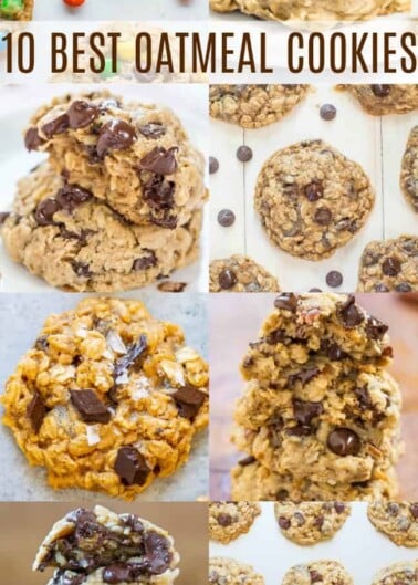 10 Best Oatmeal Cookie Recipes - Every single recipe is for soft, chewy cookies that are loaded with CHOCOLATE!! No raisins in sight! All are EASY, family FAVORITES, and made with common pantry ingredients!! 