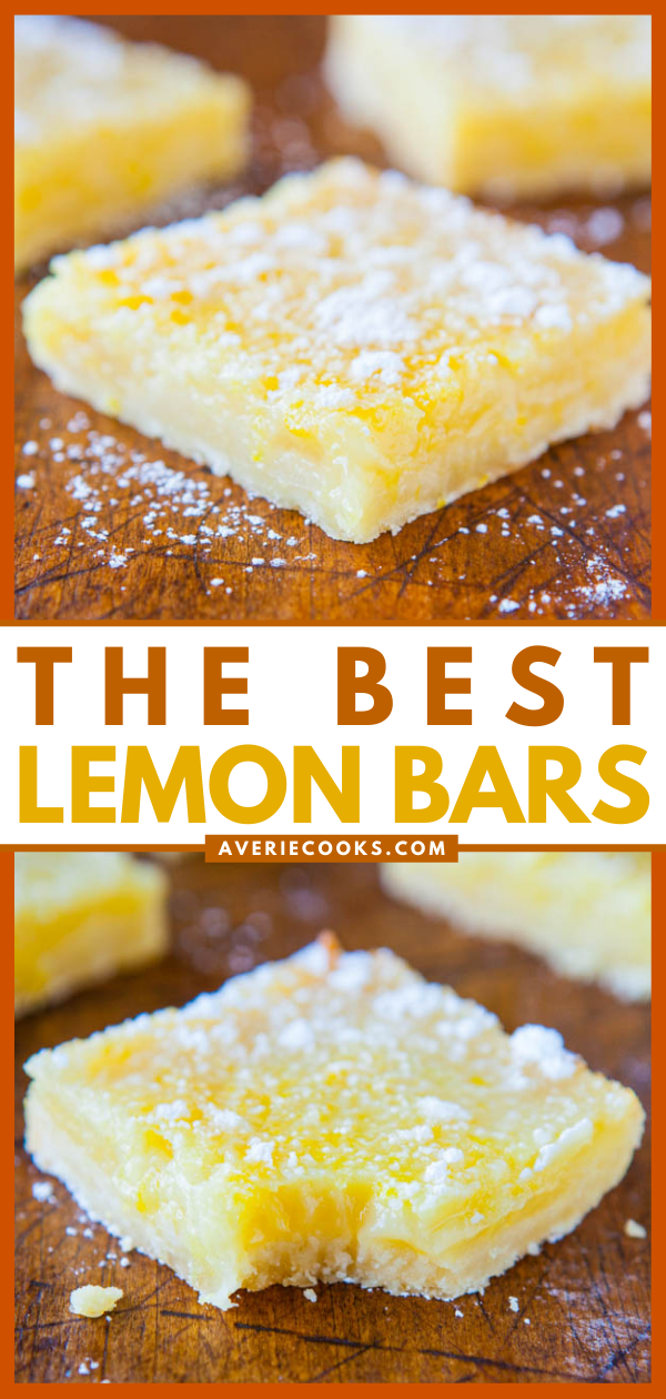 The BEST Lemon Bars — Classic lemon bars that pack a punch of big time lemon flavor, without being too tart or too sweet!