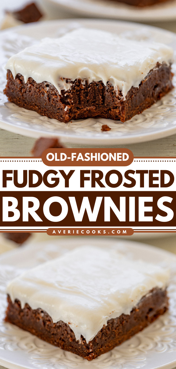 Homemade Fudgy Brownies with Buttercream Frosting — EASY one-bowl SCRATCH brownies that are perfectly fudgy and FAST to make when you're in the mood for chocolate!! The vanilla buttercream gives them a nostalgic taste that everyone LOVES!!