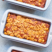 Cinnamon Sugar Streusel Banana Bread - Super SOFT tender banana bread that's impossible to resist!! The crispy, crumbly, streusel topping makes a good thing even BETTER!! An EASY no-mixer recipe and can be baked as one large loaf if you prefer!!
