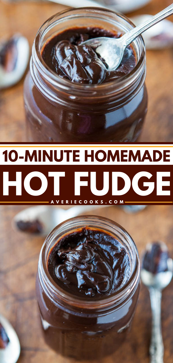 You’ll never want store-bought again after making your own Homemade Hot Fudge in under 10 minutes. It’s so easy that it’s dangerous! The hot fudge sauce is thick, rich, dense, fudgy, very intensely chocolaty and not overly sweet. Serve over ice cream, brownies, cakes, cookies, waffles, pancakes, or just find a spoon and dig in.