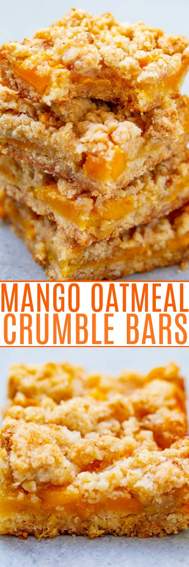 Oatmeal Mango Bars – These buttery bars are loaded with sweet fresh mango!! Just 10 minutes of prep, so EASY because the crust and crumble are one and the same, and a guaranteed family FAVORITE!!