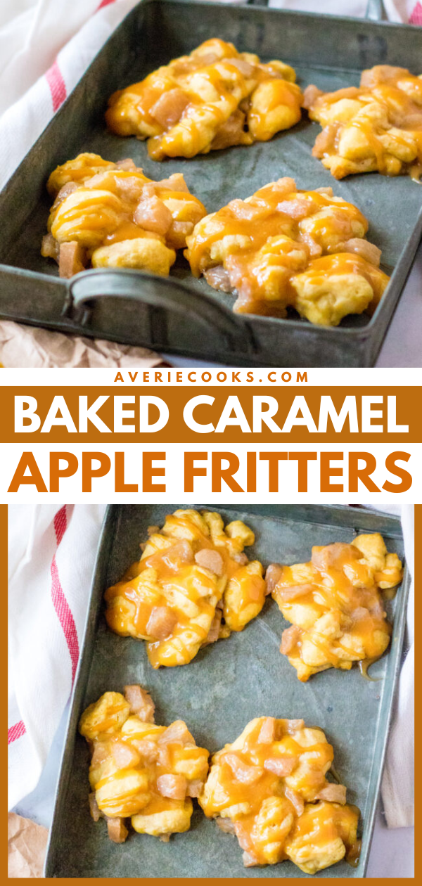 Baked Apple Fritters — Love the taste of apple fritters but don't want the calories or hassle that comes with frying them? Then these FAST and EASY baked apple fritters made with just four main ingredients are PERFECT!!